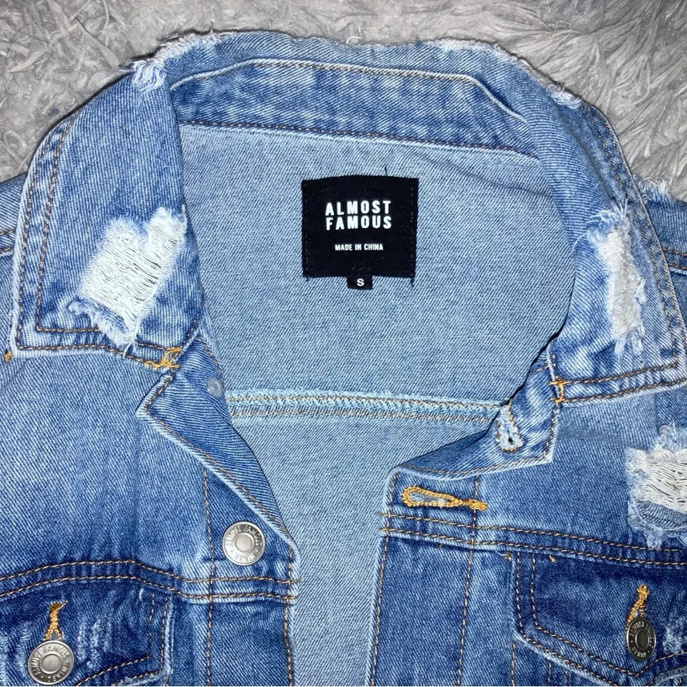 LISTING WILL BE REMOVED 4/23 Almost Famous Blue Distressed Ripped Denim Jacket - Picture 2 of 8